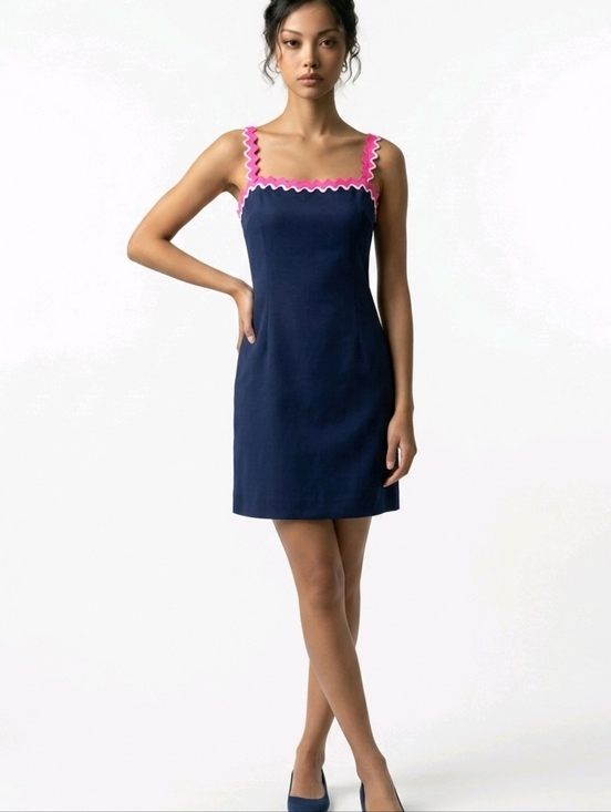 Lilly Pulitzer Dresses & Skirts - Lilly Pulitzer Shelbee True Navy And Pink Stretch Bodycon Mini Dress  Sz S